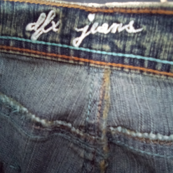 DFX JEANS BROWN/BLUE DECORATED SIZE 9 - Picture 5 of 5
